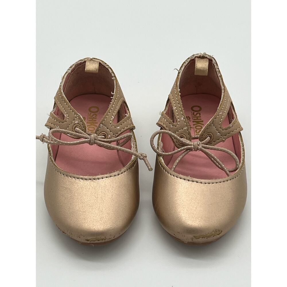 Oshkosh Ballet Flats Toddler Size 7 Rose Gold Girls Dress Shoes Fairy Princess